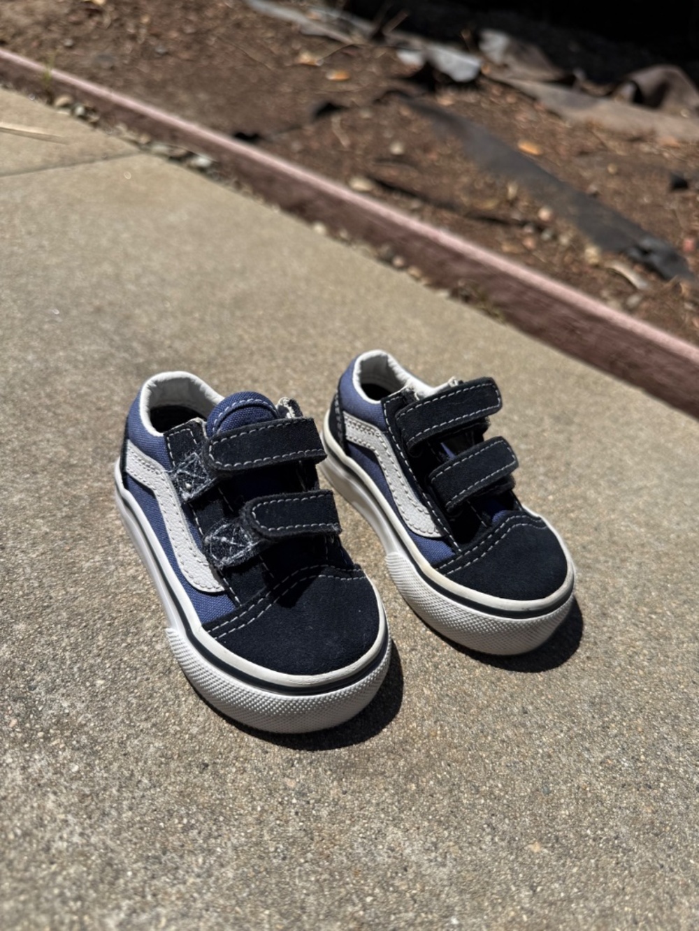Vans Toddler Size 3 Navy Blue Hook & Loop Old Skool Kids Shoes